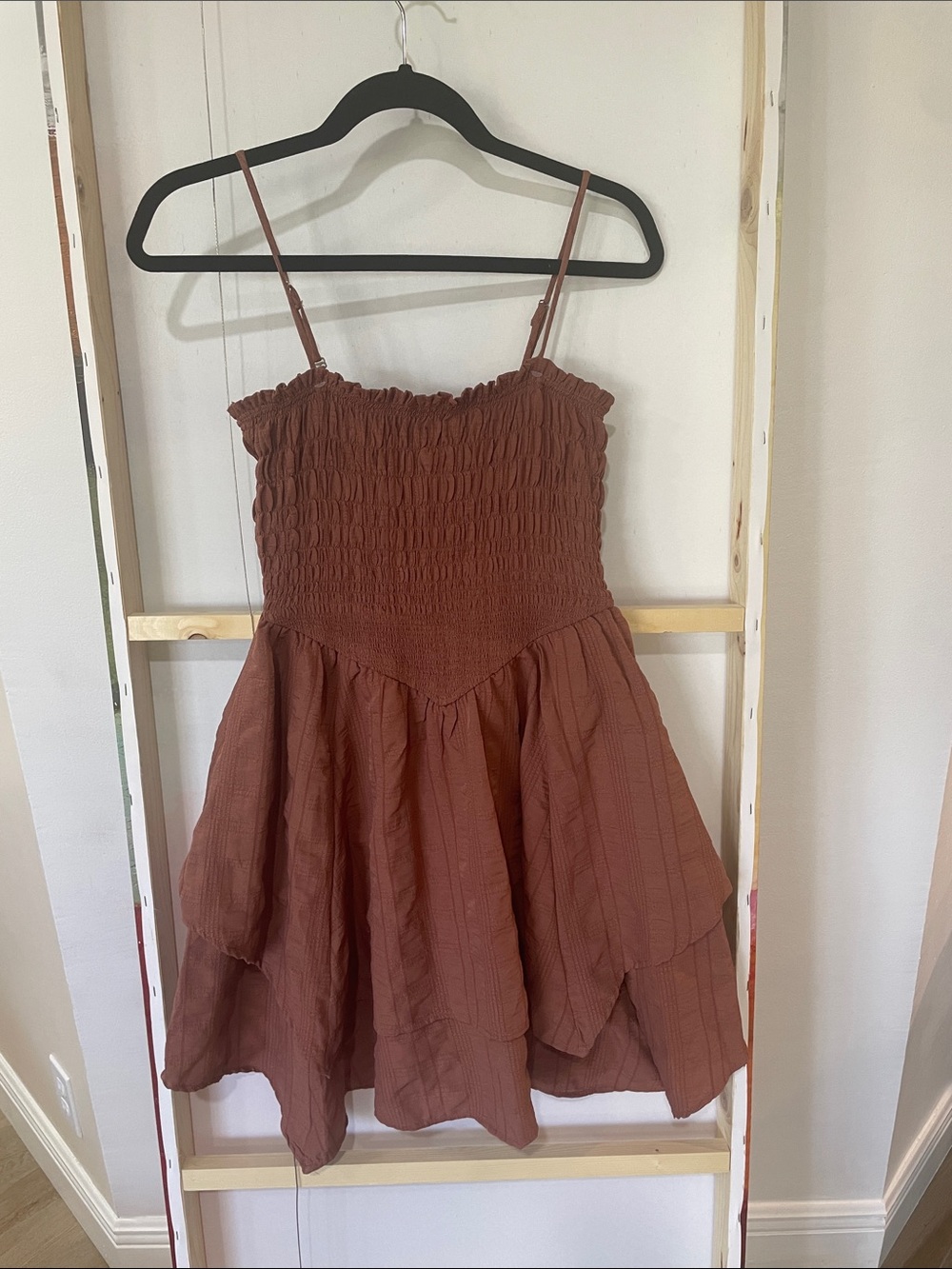 Woman’s Rust Brown Smocked Sun Dress